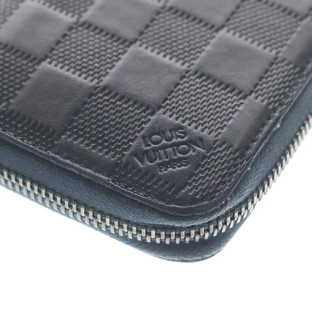 LOUIS VUITTON(ルイヴィトン) ダミエアンフィニ ジッピーウォレットヴェルティカル コスモス ロングウォレット 長財布 カードケース ネイビー レザー N63549 シルバー金具 レディース