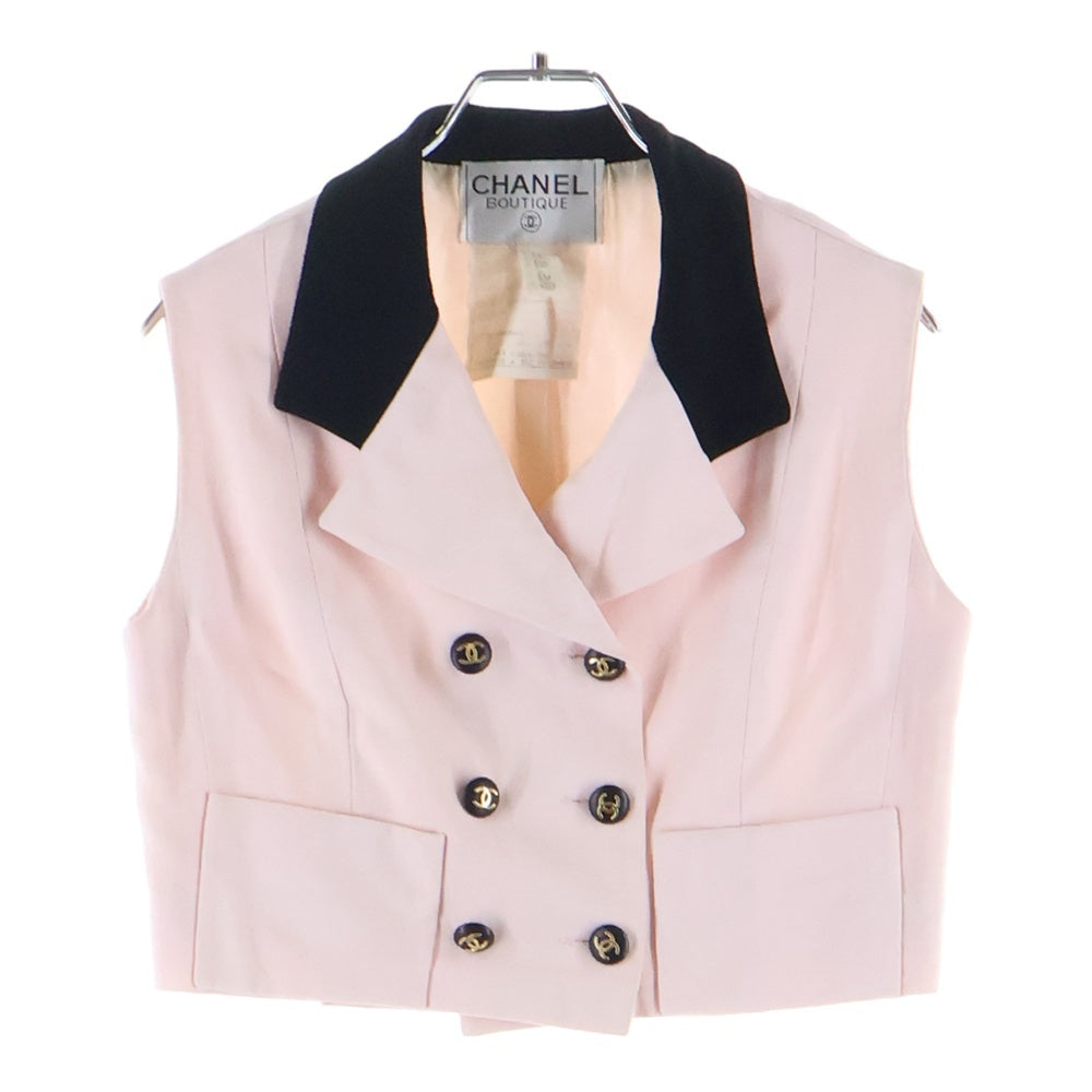 CHANEL(シャネル) セットアップ ココマークボタン ノースリーブ ダブルブレスト ジャケット ミニスカート ピンク レディース