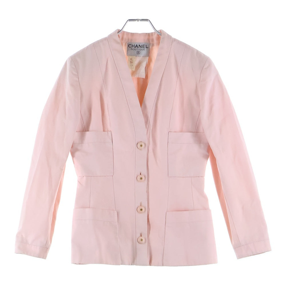 CHANEL(シャネル) セットアップ ココマークボタン 4B ノーカラー テーラードジャケット タイトミニスカート ピンク レディース