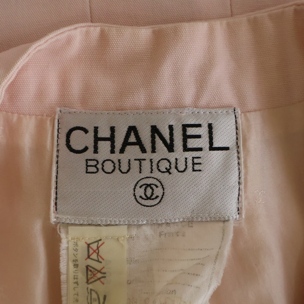 CHANEL(シャネル) セットアップ ココマークボタン 4B ノーカラー テーラードジャケット タイトミニスカート ピンク レディース
