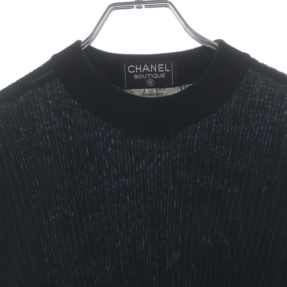 CHANEL(シャネル) 93A ココマークボタン コットン リブ クルーネック 長袖ニット セーター ブラック レディース
