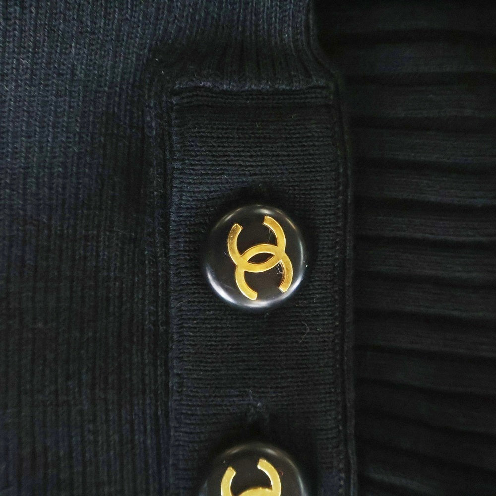 CHANEL(シャネル) 93A ココマークボタン コットン リブ クルーネック 長袖ニット セーター ブラック レディース