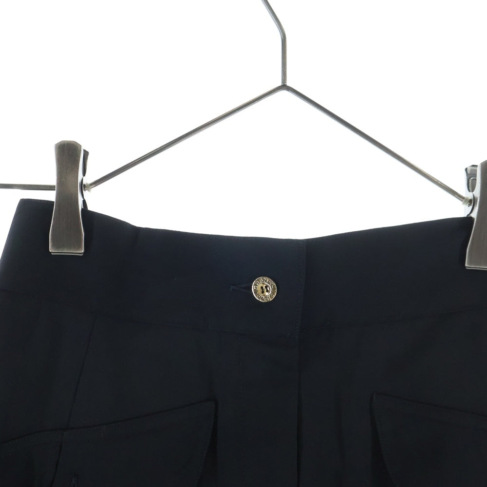 CHANEL(シャネル) ゴールドボタン プリーツ キュロット ハーフ ショートパンツ ショーツ スカート ブラック レディース