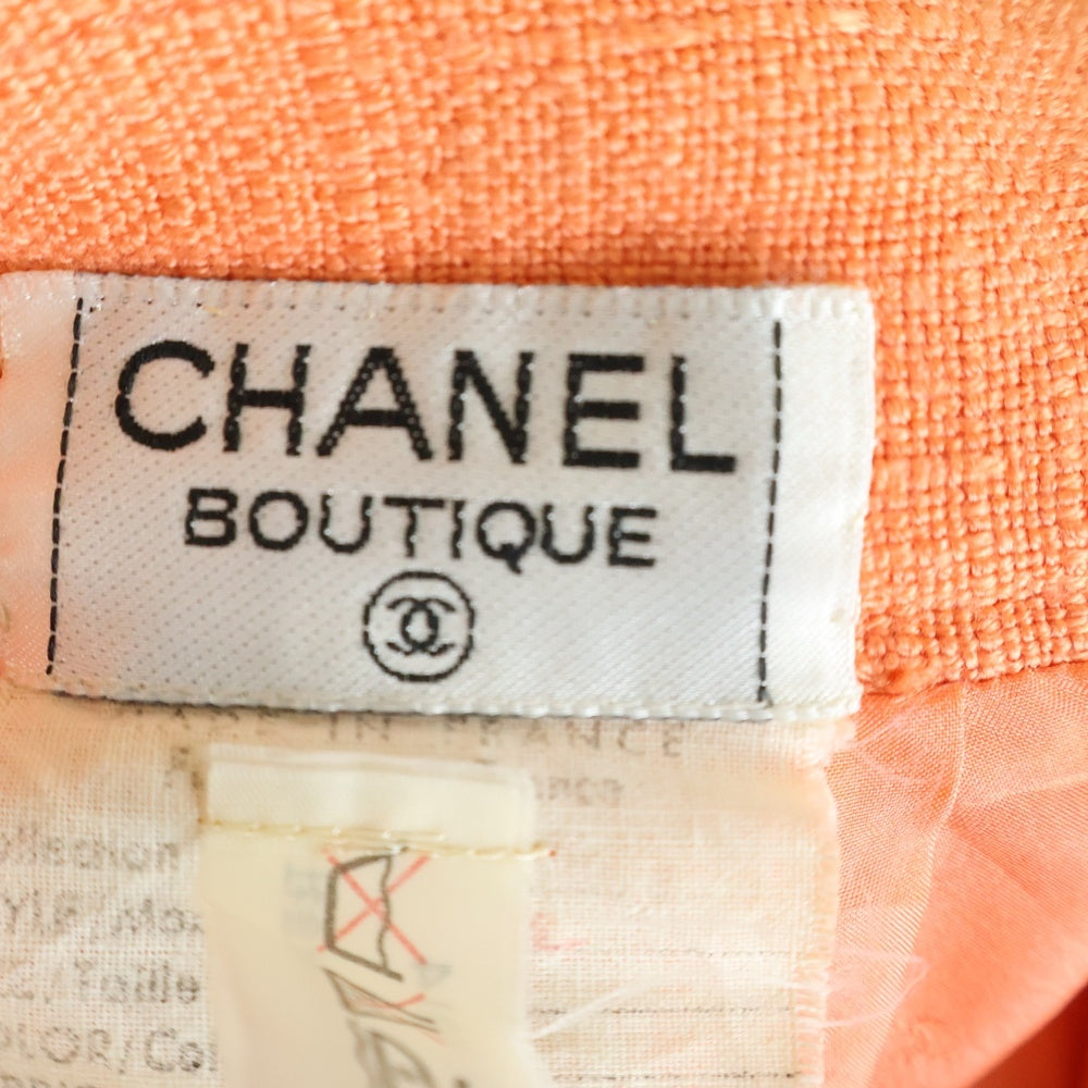 CHANEL(シャネル) リネン タイト ミニスカート オレンジ レディース