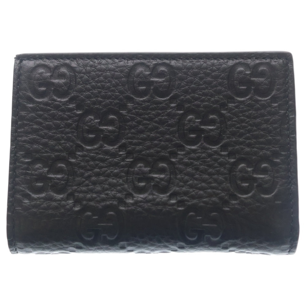 GUCCI(グッチ) GGエンブレム ミディアムウォレット 二つ折り財布 コインケース ブラック レザー 815874 ゴールド金具 レディース