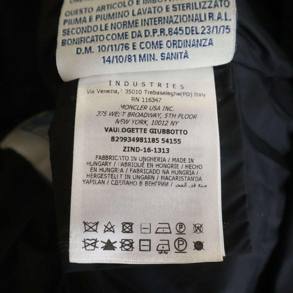 MONCLER(モンクレール) 16AW VAULOGETTE ワッペンロゴ ウール切り替え ダウン コート ブラック レディース B20934981185 54155