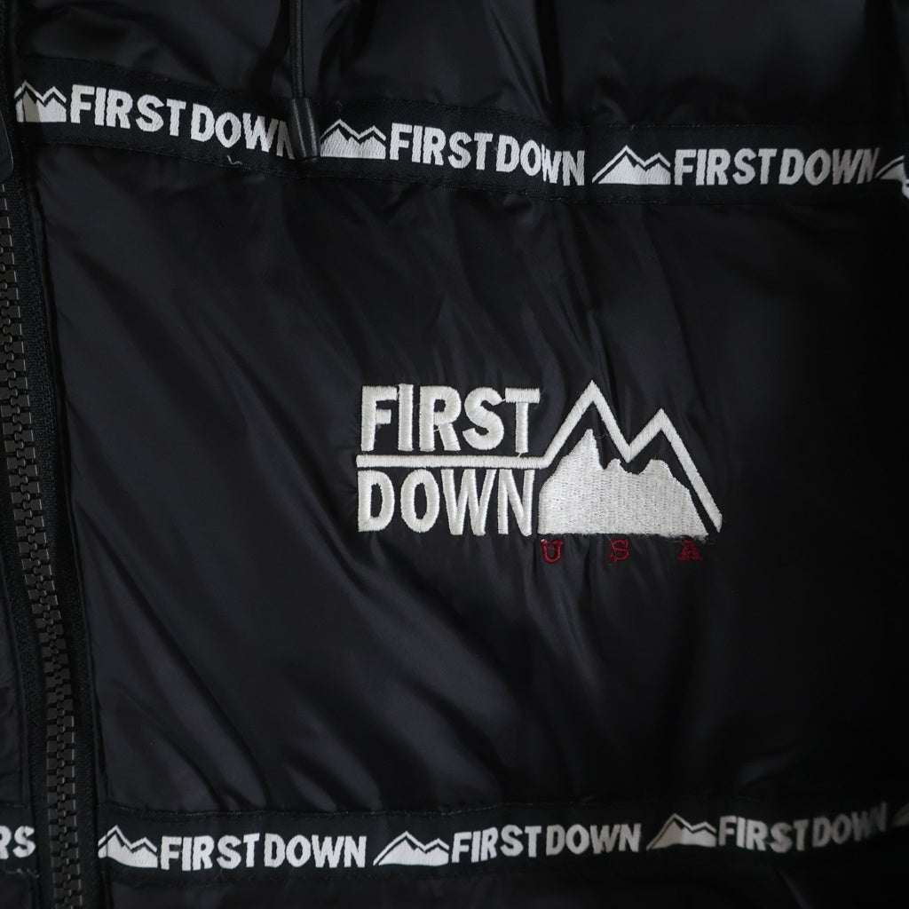 FIRST DOWN(ファーストダウン) ロゴテープ ナイロン フーデッドダウンジャケット 442505C ブラック レディース