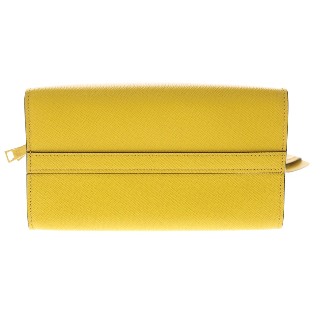 PRADA(プラダ) サフィアーノ 2WAYショルダーバッグ ハンドバッグ イエロー レザー 1BA269 シルバー金具 レディース