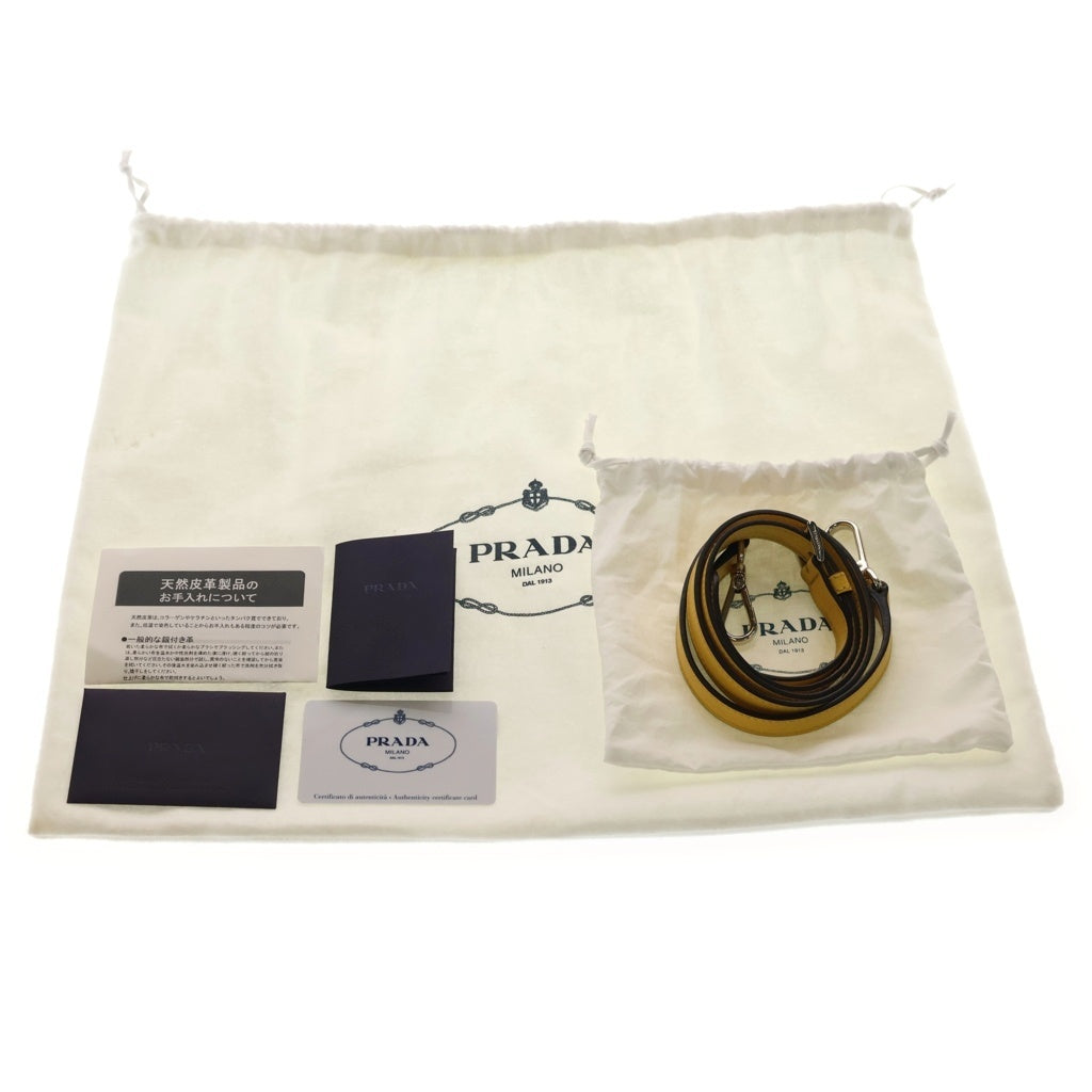 PRADA(プラダ) サフィアーノ 2WAYショルダーバッグ ハンドバッグ イエロー レザー 1BA269 シルバー金具 レディース