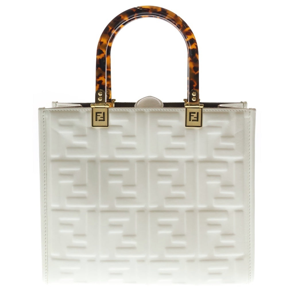 FENDI(フェンディ) サンシャイン スモールトート 2WAYバッグ ハンドバッグ ショルダーバッグ ホワイト カーフ 8BH394 ゴールド金具 レディース