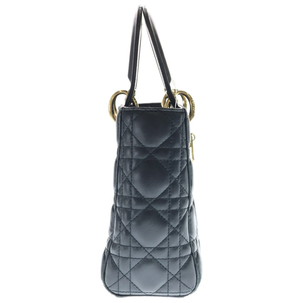 Christian Dior(クリスチャンディオール) マイレディディオール スモール カナージュ 2WAYバッグ ハンドバッグ ショルダーバッグ ブラック レザー ゴールド金具 レディース