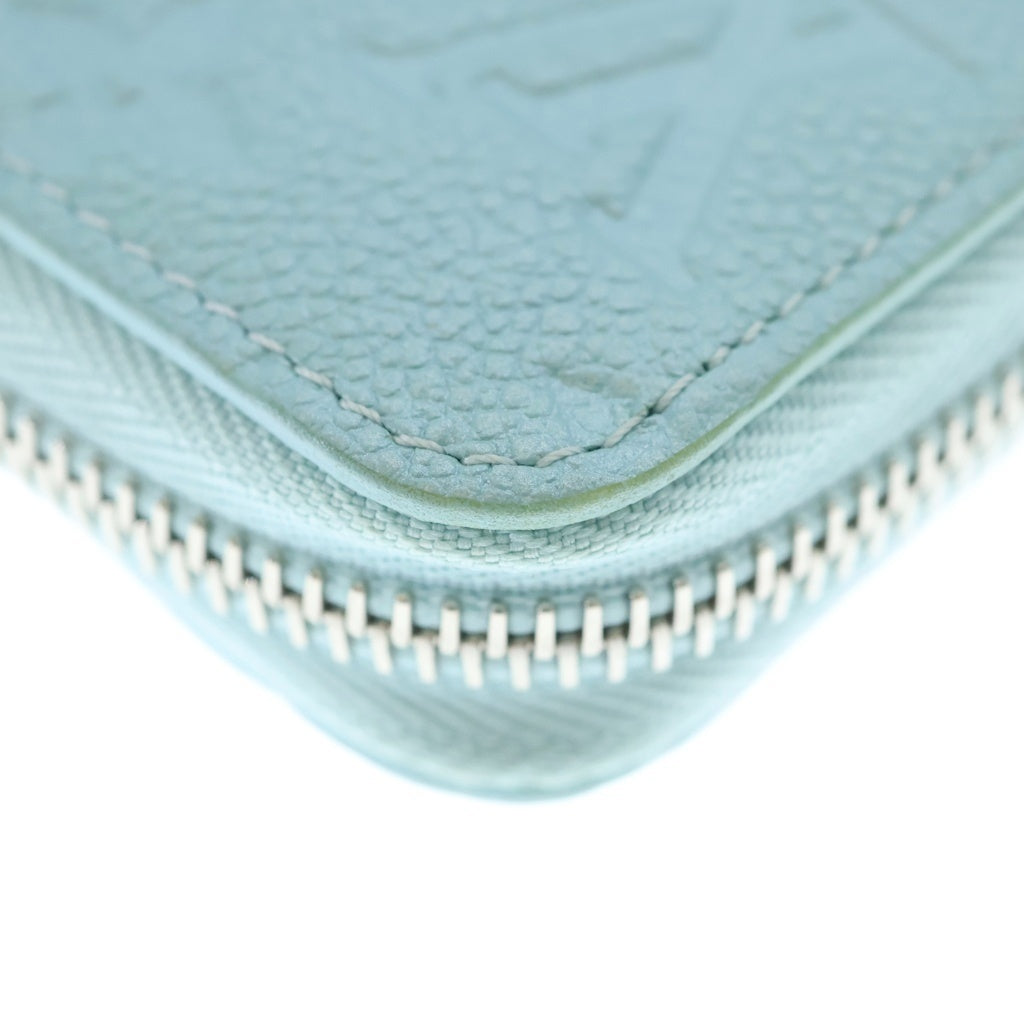 LOUIS VUITTON(ルイヴィトン) モノグラム アンプラント LV SKI ジッピーウォレット ロングウォレット 長財布 アズールフロスト ライトブルー レザー M12680 シルバー金具 レディース