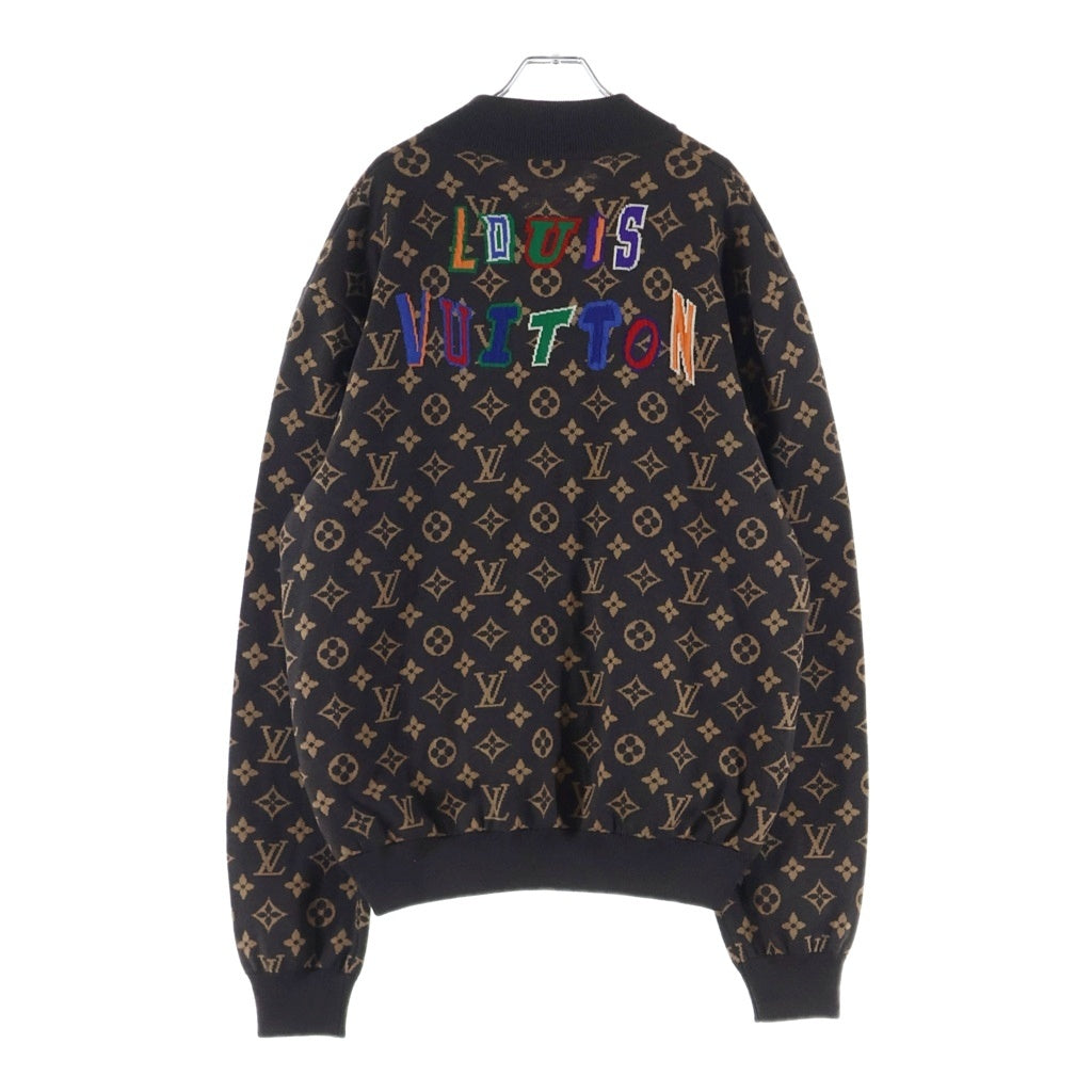LOUIS VUITTON(ルイヴィトン) LV×NBA モノグラム グラフィック ジップアップニット ブラウン×マルチカラー ウール #XL RM212M ZLL HLN11W レディース