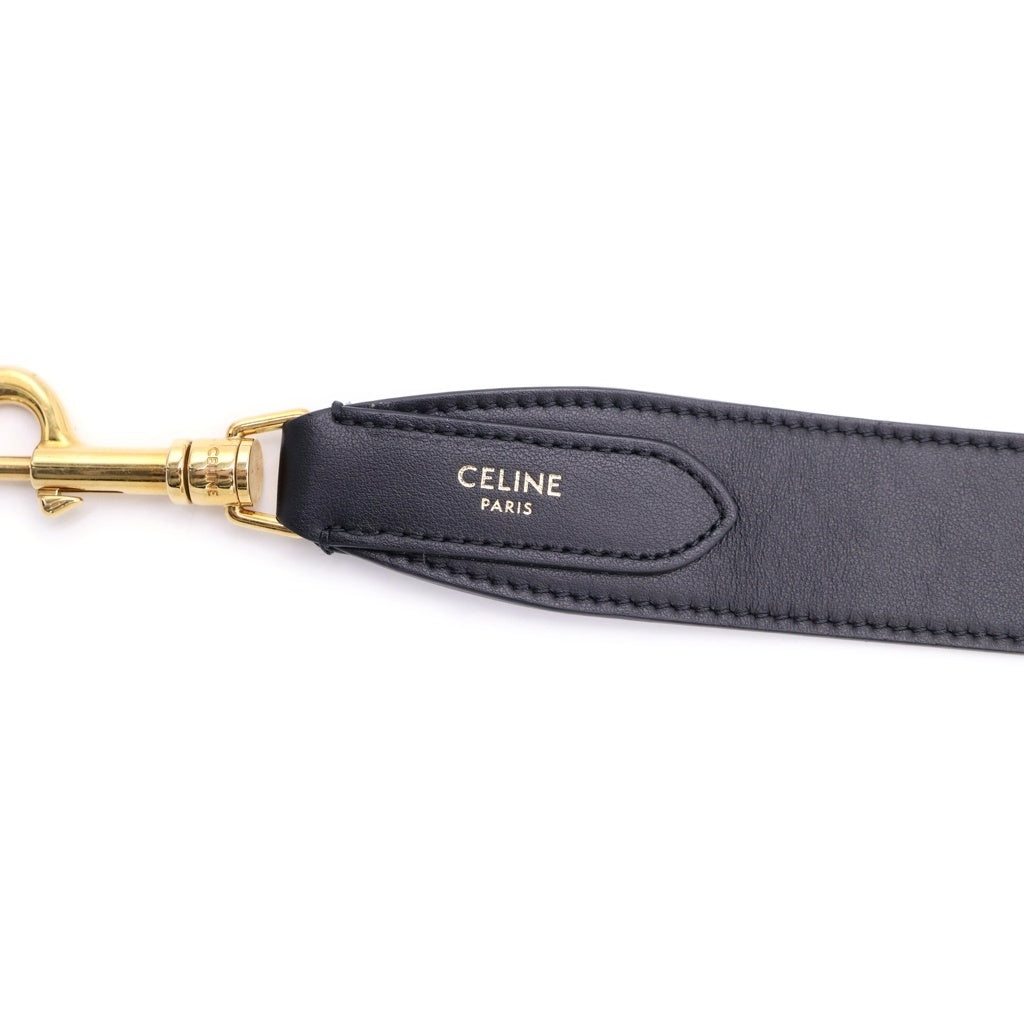 CELINE(セリーヌ) ショルダーストラップ レザー ゴールド金具 ブラック