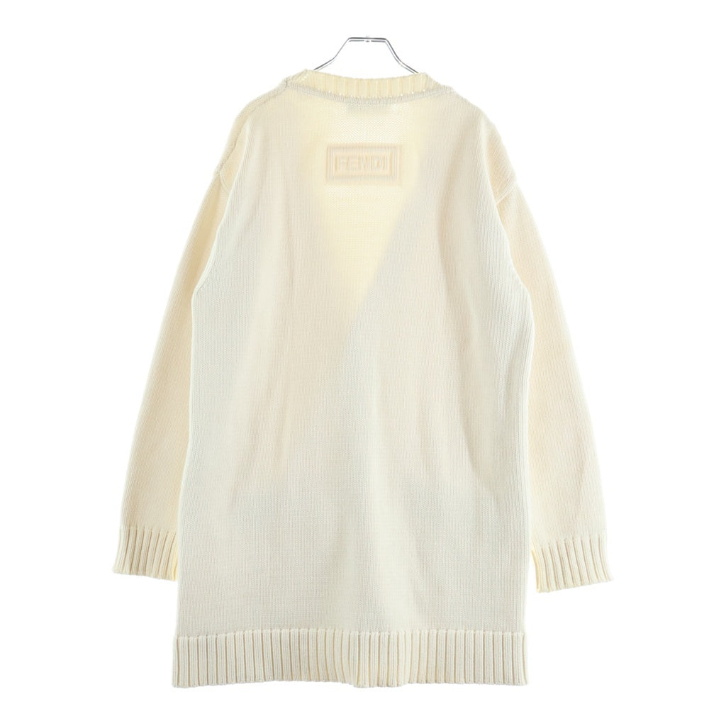 FENDI(フェンディ) エンボスロゴ コットンニット 長袖カーディガン アイボリー FZC473 レディース