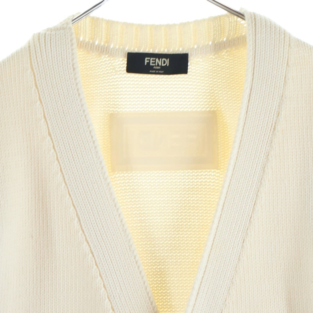 FENDI(フェンディ) エンボスロゴ コットンニット 長袖カーディガン アイボリー FZC473 レディース