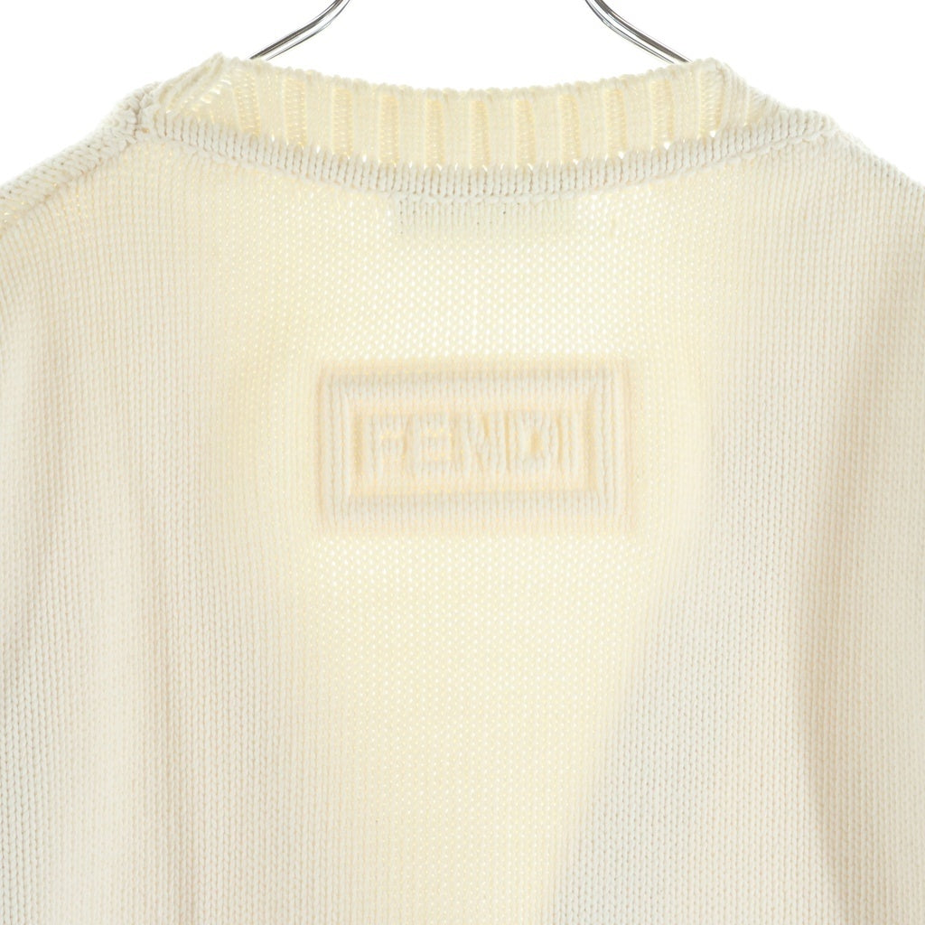 FENDI(フェンディ) エンボスロゴ コットンニット 長袖カーディガン アイボリー FZC473 レディース