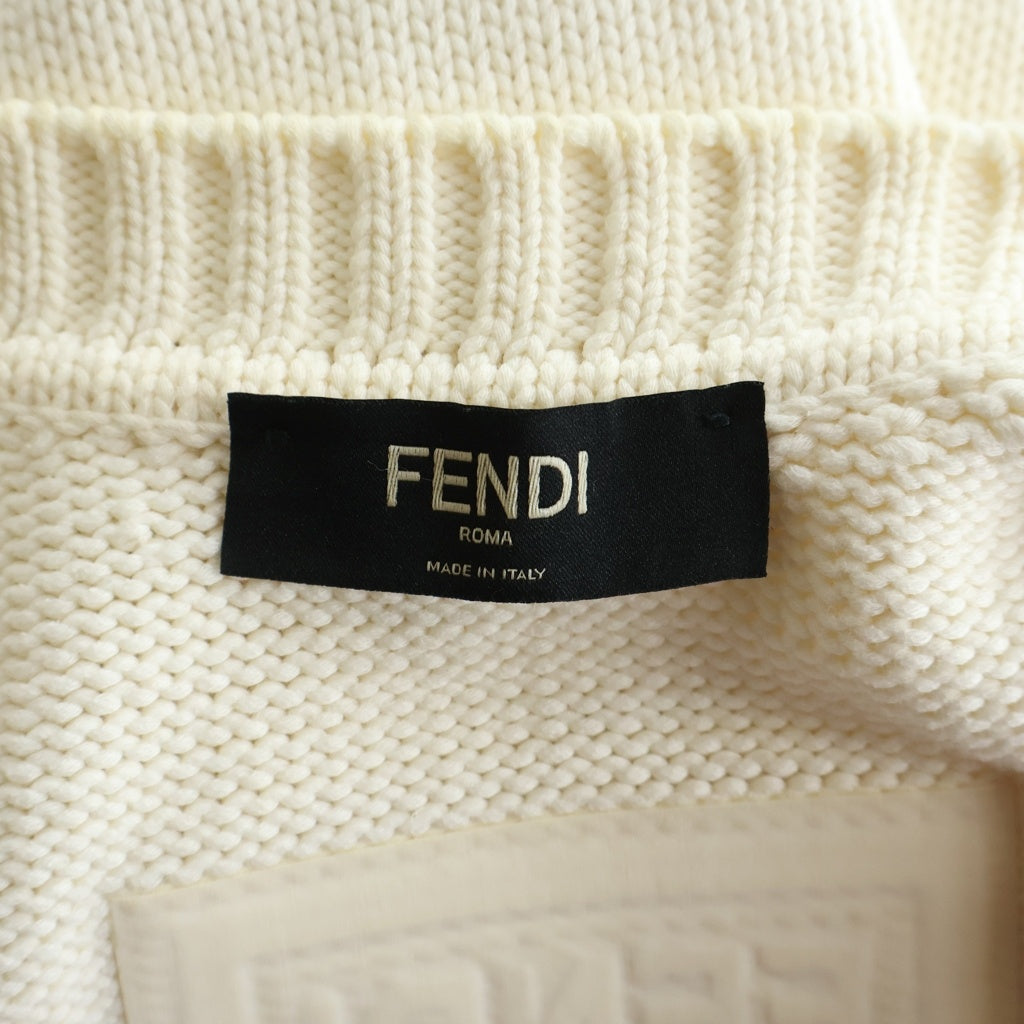 FENDI(フェンディ) エンボスロゴ コットンニット 長袖カーディガン アイボリー FZC473 レディース