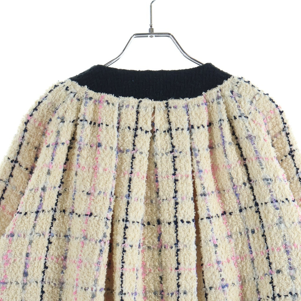 GUCCI(グッチ) 19SS ミケーレ期 Oversize Tweed Bomber Jacket オーバーサイズ ツイード ボンバー ノーカラージャケット ベージュ 545493 レディース