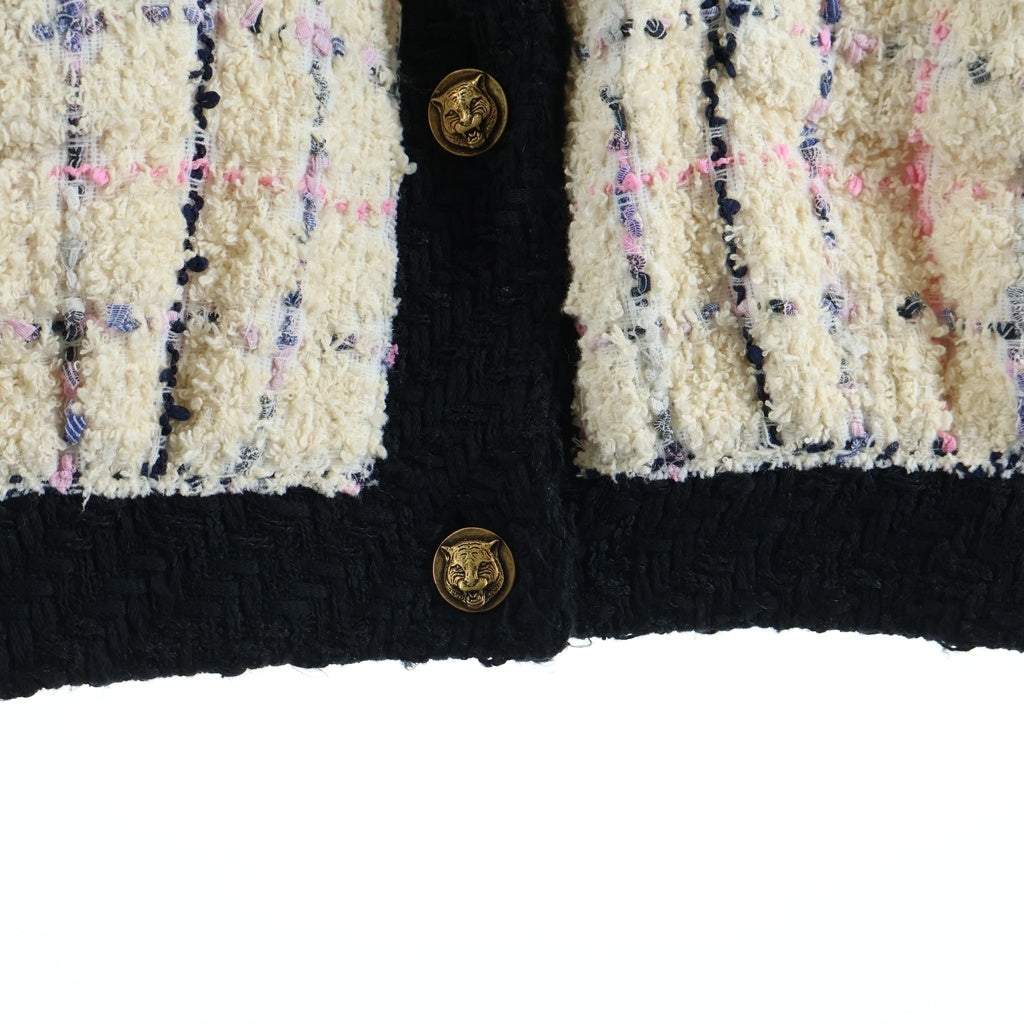 GUCCI(グッチ) 19SS ミケーレ期 Oversize Tweed Bomber Jacket オーバーサイズ ツイード ボンバー ノーカラージャケット ベージュ 545493 レディース