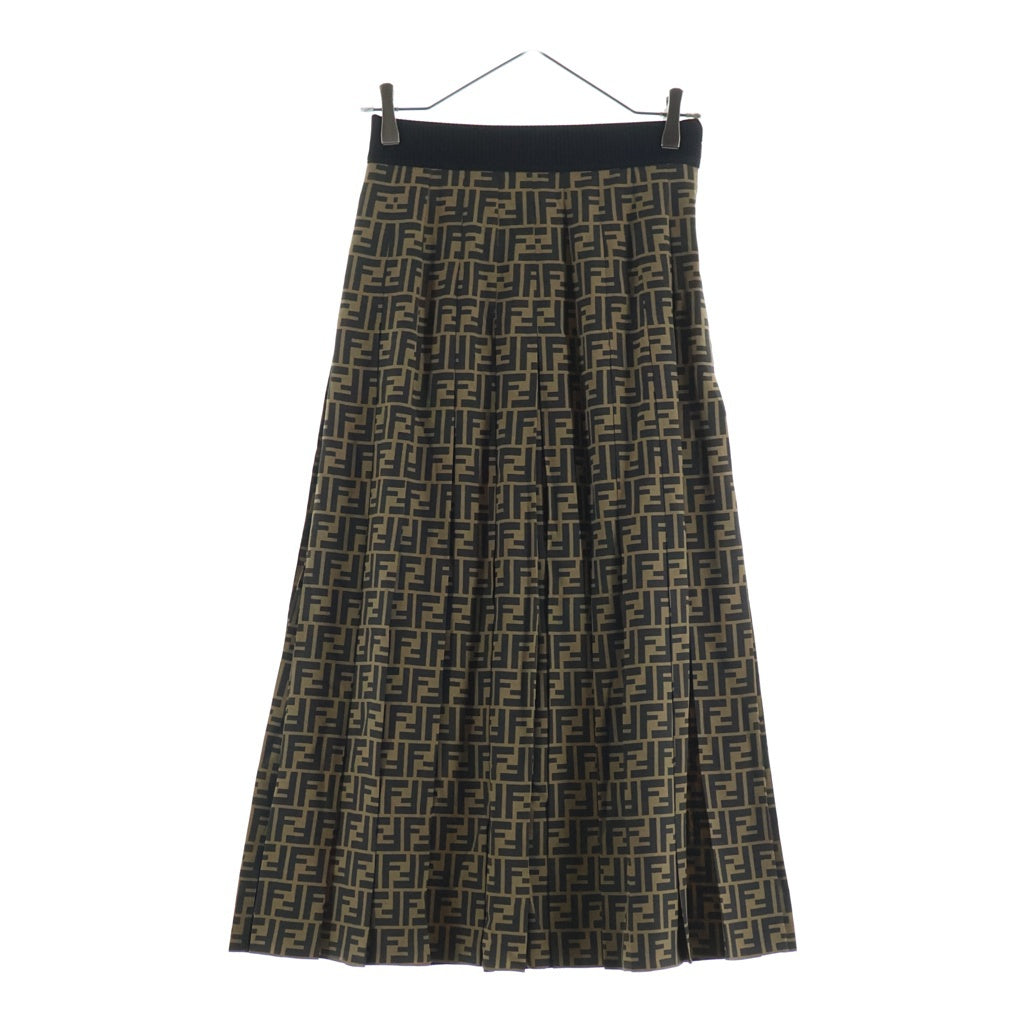 美品✨FENDI フェンディ ジャガード スカート ズッカ 総柄　FF ロゴ FENDI(フェンディ) ズッカ総柄 シルク プリーツ ロング スカート
