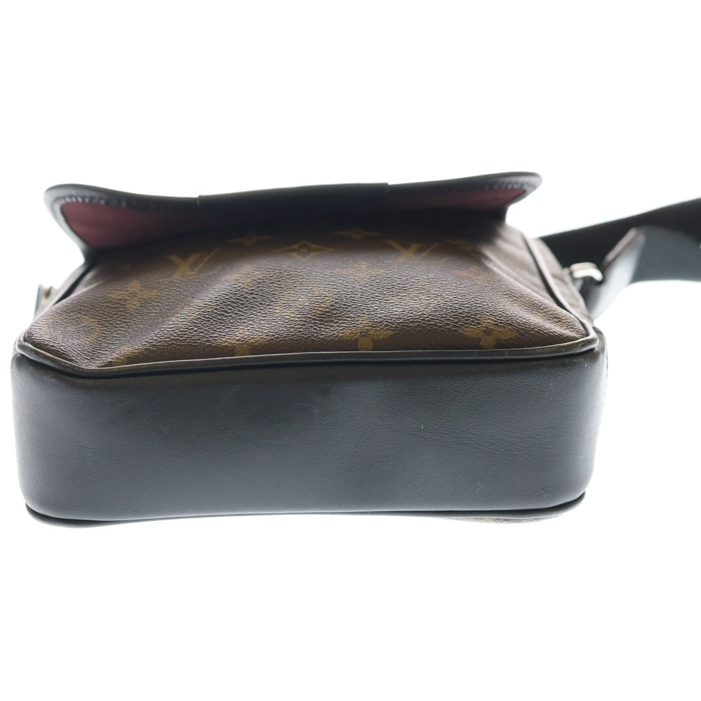 LOUIS VUITTON(ルイヴィトン) モノグラムマカサー パスPM ショルダーバッグ ミニバッグ ブラウン×ブラック レザー×PVC M56717 ゴールド金具 レディース