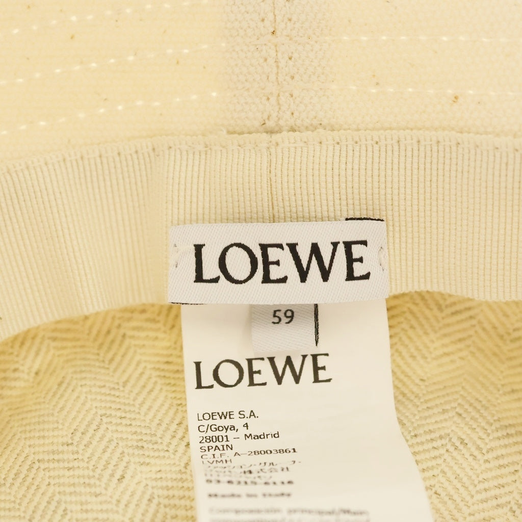 LOEWE(ロエベ) フィッシャーマンズ レザーロゴパッチ バケットハット 帽子 アイボリー レディース