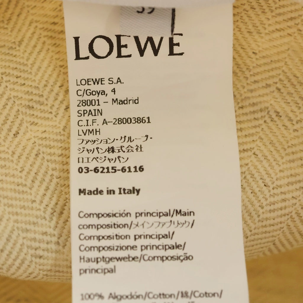 LOEWE(ロエベ) フィッシャーマンズ レザーロゴパッチ バケットハット 帽子 アイボリー レディース