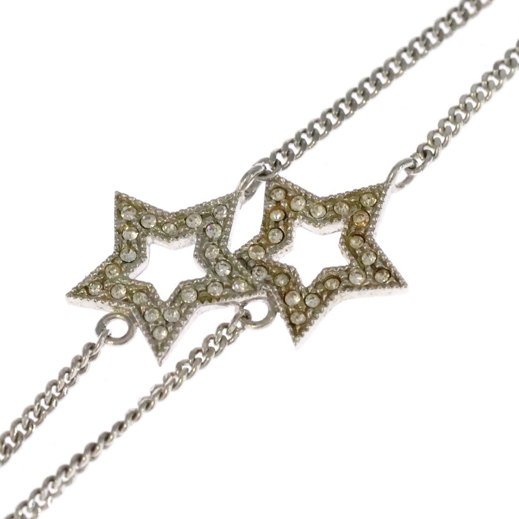 Christian Dior(クリスチャンディオール) CDロゴ ラインストーン スターモチーフ ネックレス ペンダント チェーン シルバー レディース