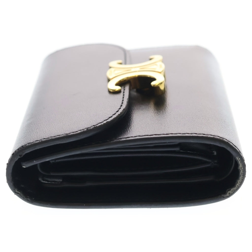 CELINE(セリーヌ) トリオンフ スモール 三つ折り コンパクトウォレット レザー 財布 ブラック 10D78 レディース