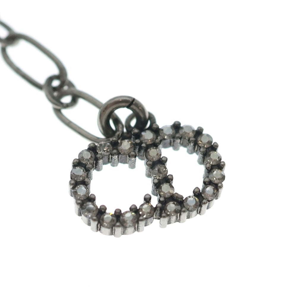 Christian Dior(クリスチャンディオール) ADIOR ラインストーン ロゴ チョーカー ネックレス ブラック シルバー金具