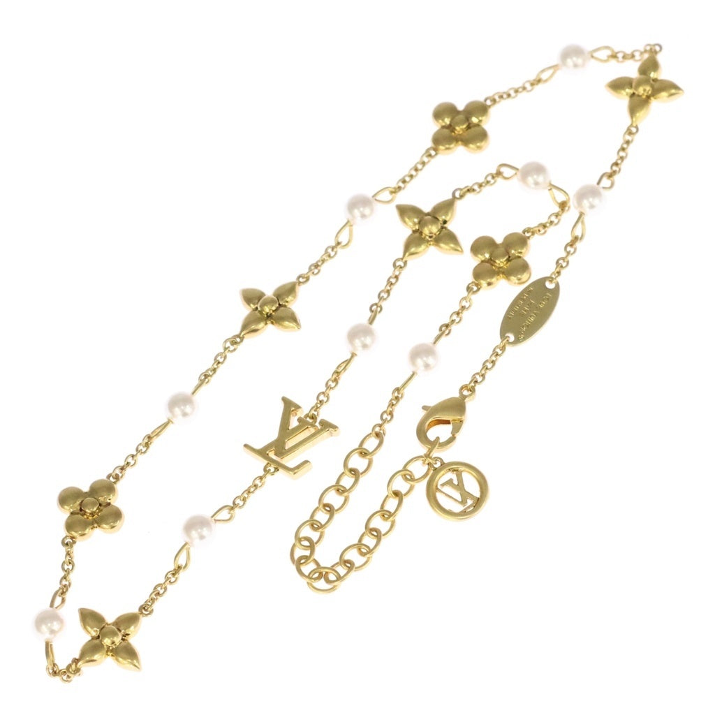 LOUIS VUITTON(ルイヴィトン) ソートワール ルイザ ロゴ ネックレス ペンダント ゴールド YG×レジンパール GP M01610 レディース