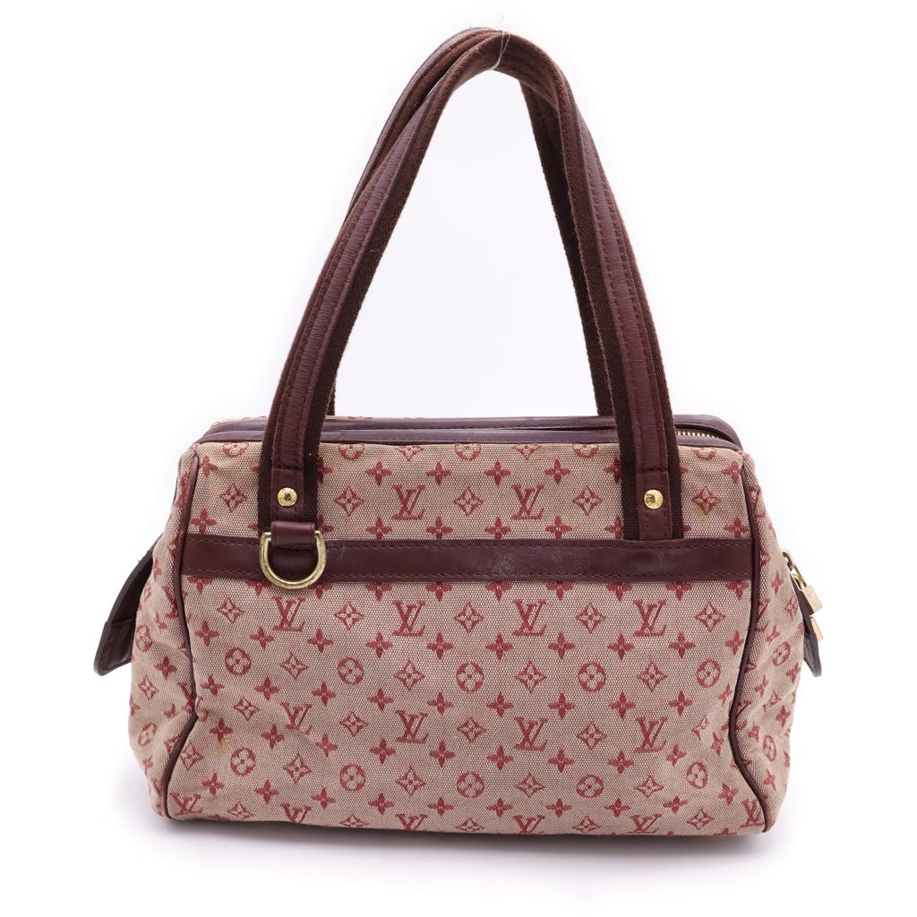 LOUIS VUITTON(ルイヴィトン) モノグラムミニ ジョセフィーヌ ハンドバッグ ワインレッド レザー×キャンバス M92216 ゴールド金具 レディース