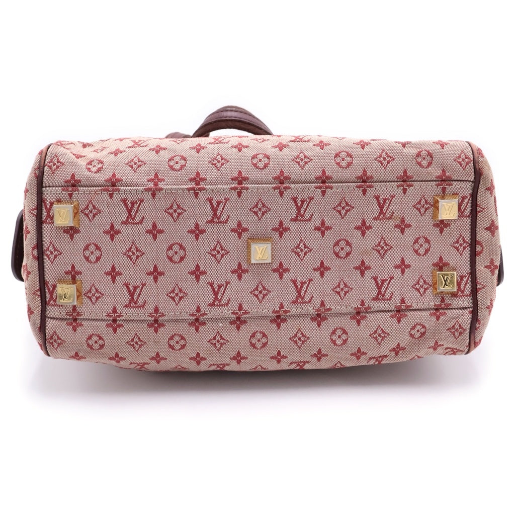 LOUIS VUITTON(ルイヴィトン) モノグラムミニ ジョセフィーヌ ハンドバッグ ワインレッド レザー×キャンバス M92216 ゴールド金具 レディース