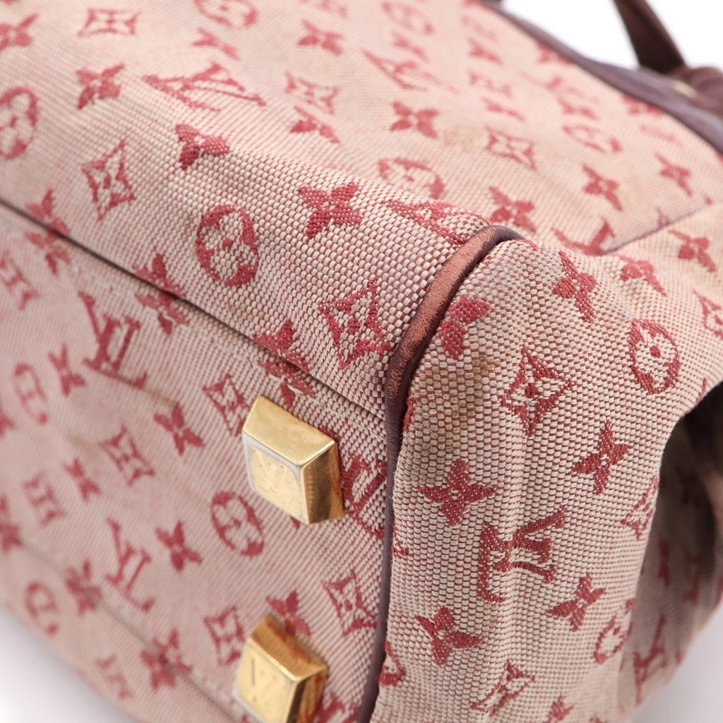 LOUIS VUITTON(ルイヴィトン) モノグラムミニ ジョセフィーヌ ハンドバッグ ワインレッド レザー×キャンバス M92216 ゴールド金具 レディース