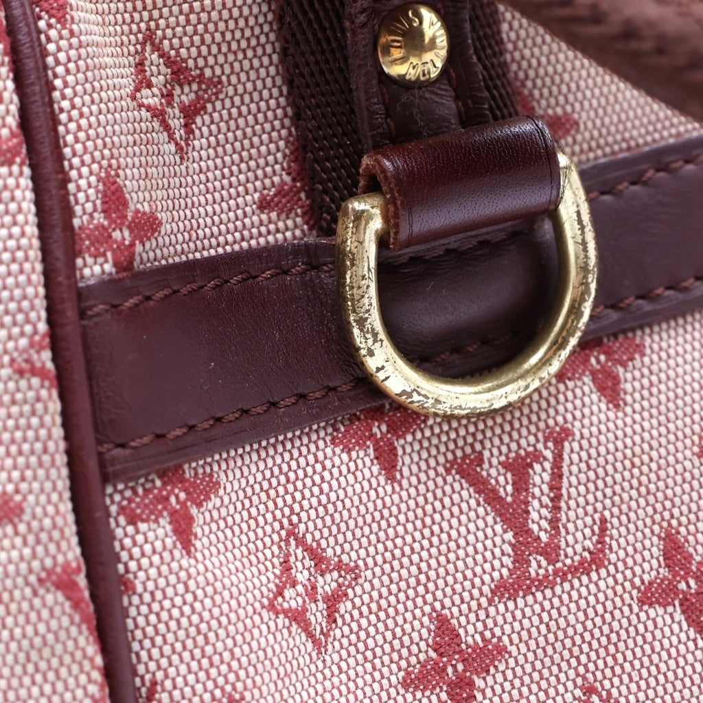 LOUIS VUITTON(ルイヴィトン) モノグラムミニ ジョセフィーヌ ハンドバッグ ワインレッド レザー×キャンバス M92216 ゴールド金具 レディース