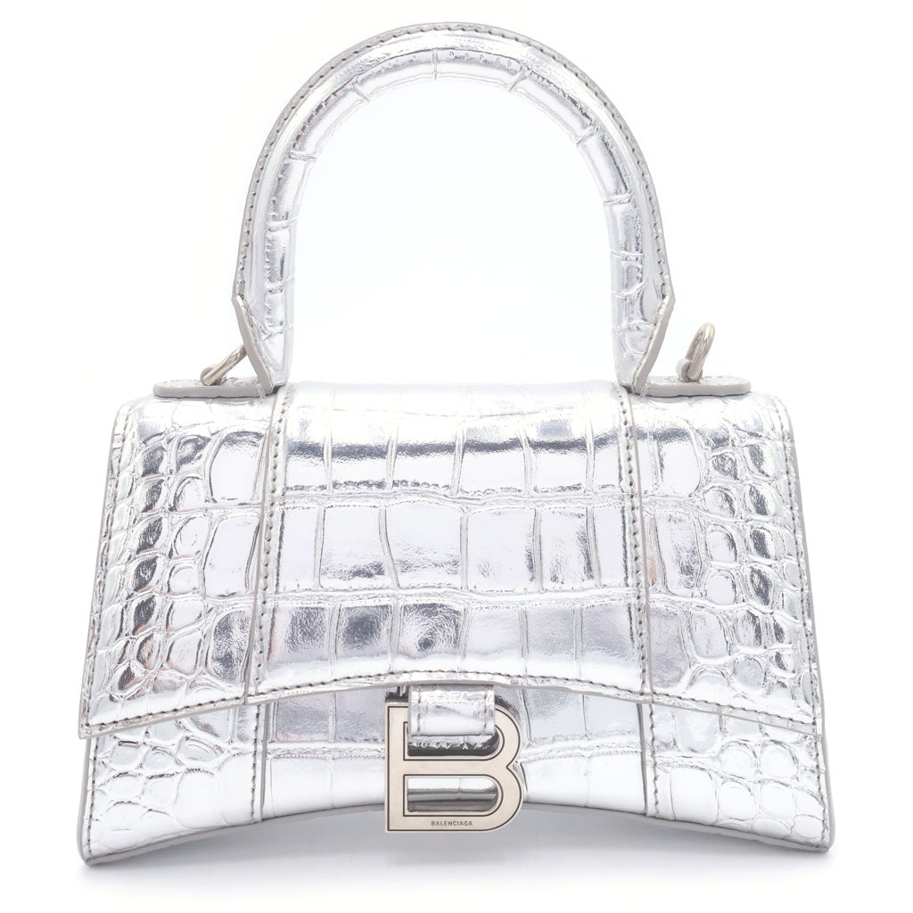 BALENCIAGA(バレンシアガ) アワーグラスXS クロコ型押し レザー 2WAY 