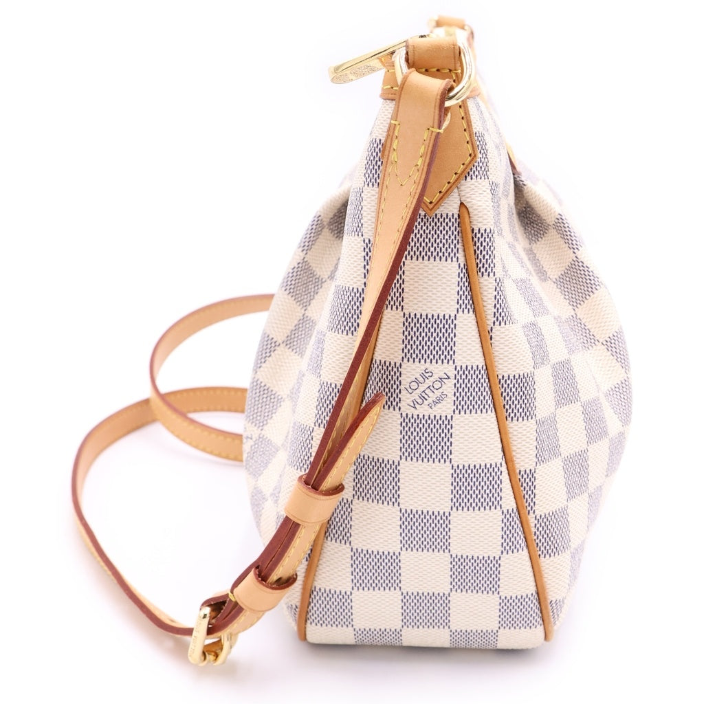 LOUIS VUITTON(ルイヴィトン) ダミエアズール シラクーサPM ショルダーバッグ ブラウン×アイボリー レザー×PVC N41113 ゴールド金具 レディース