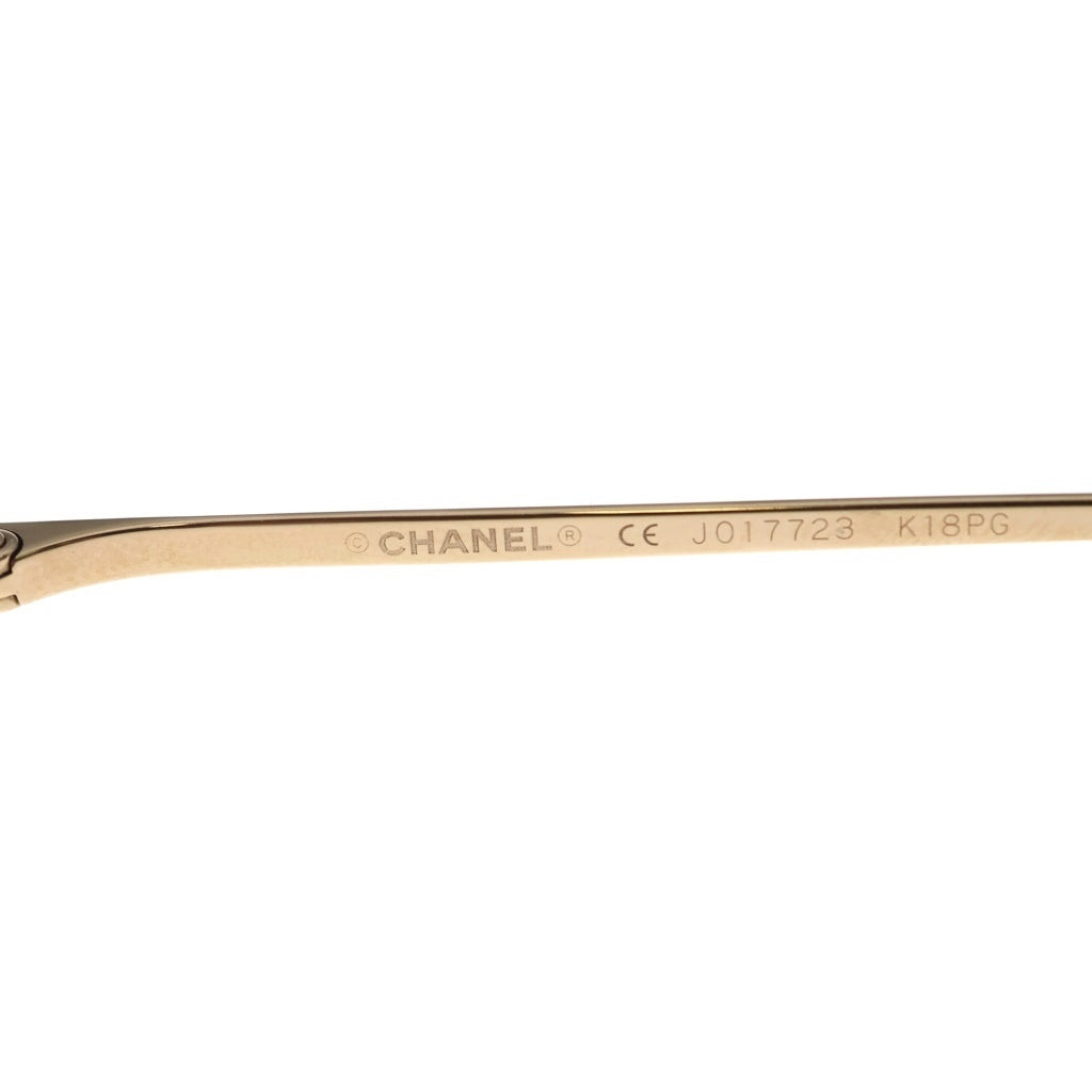 CHANEL(シャネル) ココマーク ハーフリム オーバルシェイプ メガネ ピンクゴールド K18PG レディース