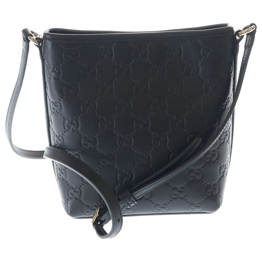 GUCCI(グッチ) GGエンブレム ナノ バケットバッグ ショルダーバッグ ブラック レザー 847090 レディース