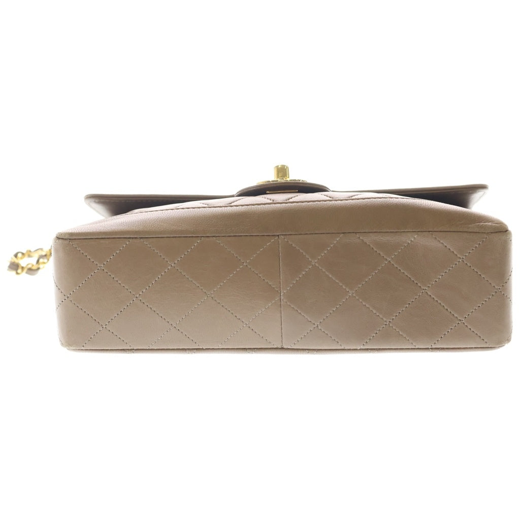 CHANEL(シャネル) マトラッセ ラムスキン レザー ターンロック Wチェーン ショルダーバッグ ゴールド金具 ブラウン 1番台 レディース