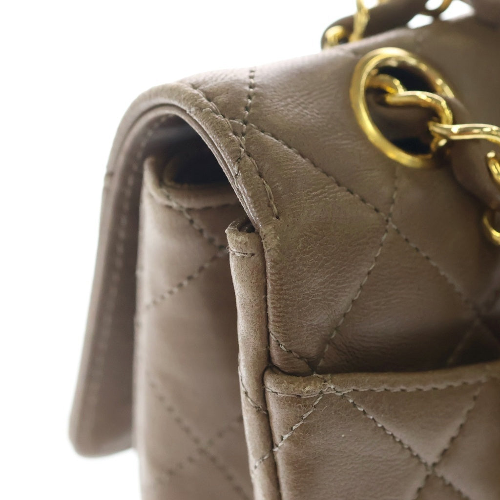 CHANEL(シャネル) マトラッセ ラムスキン レザー ターンロック Wチェーン ショルダーバッグ ゴールド金具 ブラウン 1番台 レディース