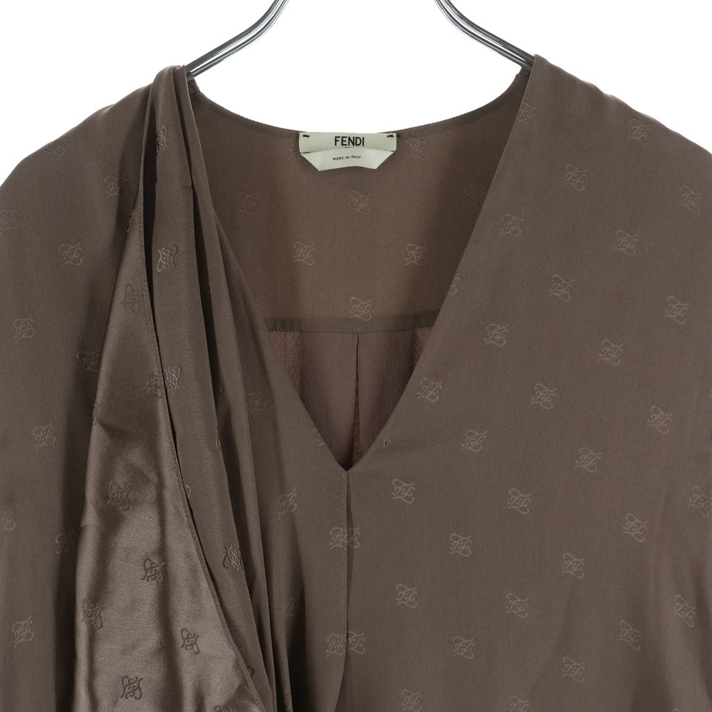 FENDI(フェンディ) 21AW カリグラフィワンピース ドレス シルク ブラウン 12CPF-21-1706 レディース