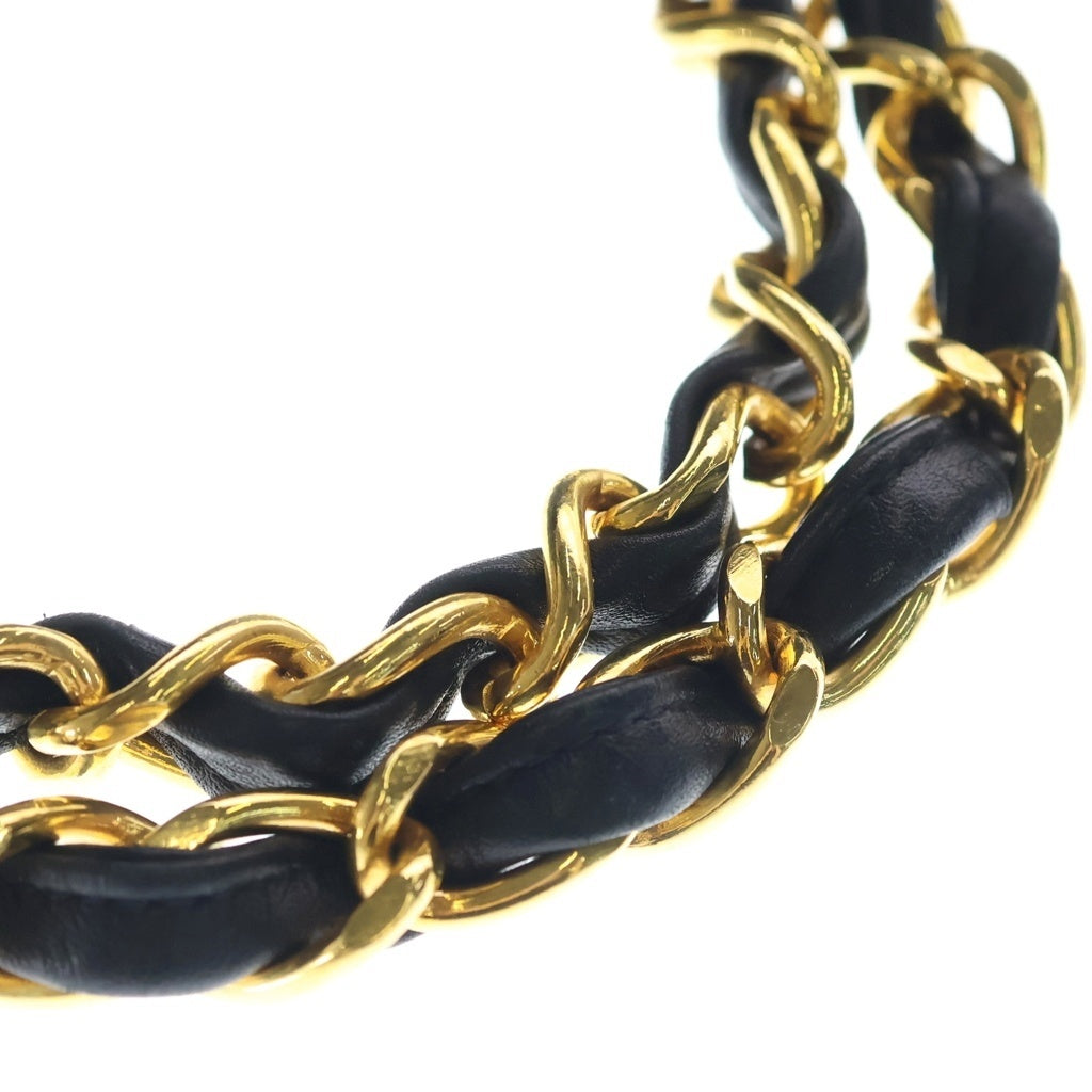 CHANEL(シャネル) デカマトラッセ34 ラムスキン レザー Sフラップ Wチェーン ショルダーバッグ ゴールド金具 ブラック 3番台 レディース