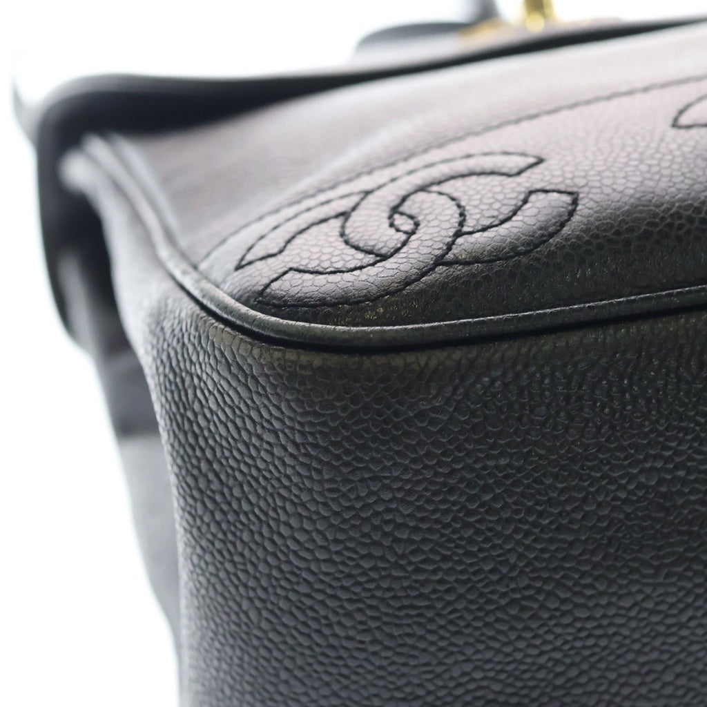 CHANEL(シャネル) トリプルココマーク キャビアスキン レザー バックパック リュックサック ブラック 4番台 レディース