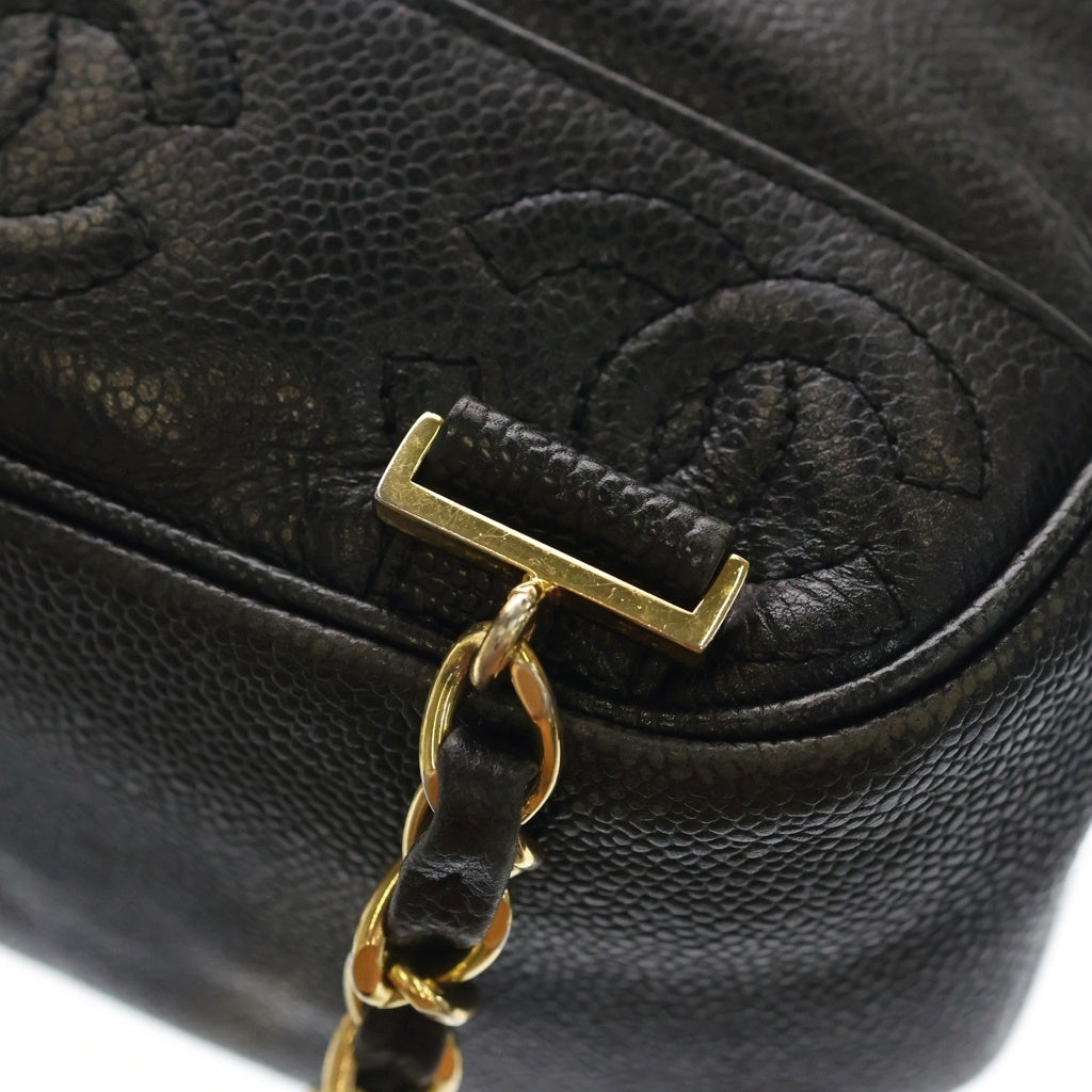 CHANEL(シャネル) トリプルココマーク キャビアスキン レザー バックパック リュックサック ブラック 4番台 レディース