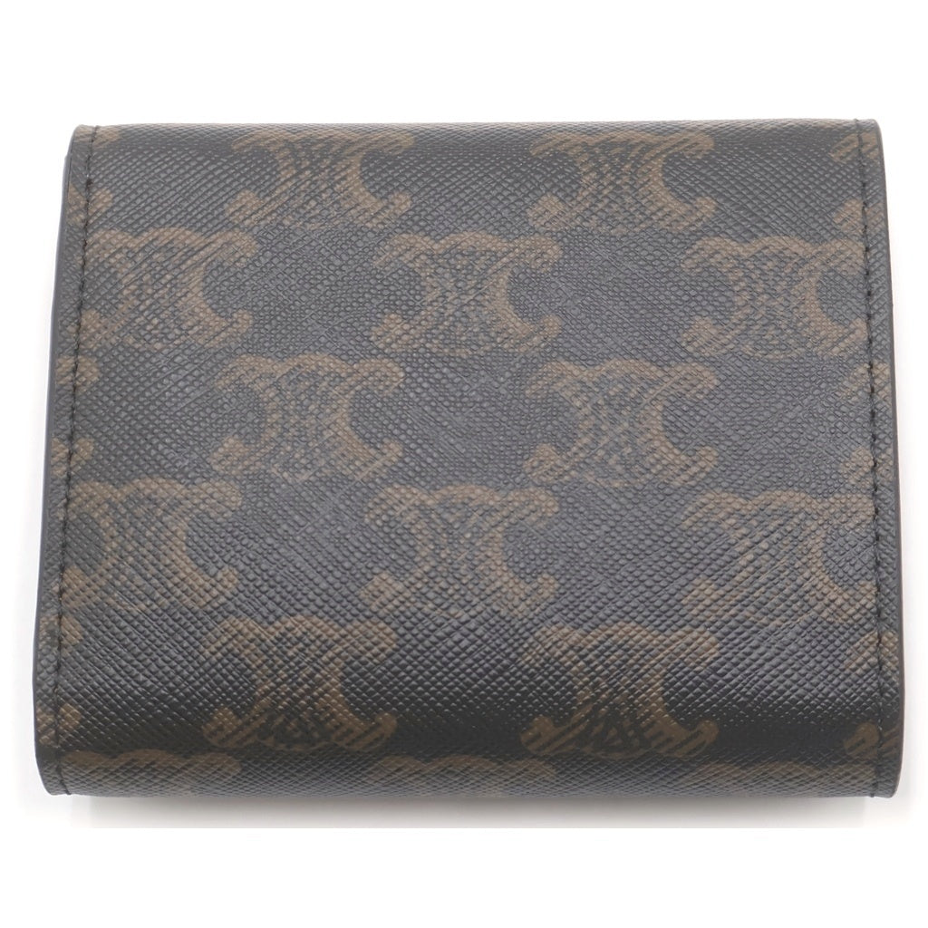 CELINE(セリーヌ) トリオンフ スモールフラップウォレット 二つ折り財布 キャンバス カーフ ブラック 10D782CQH.04LU レディース