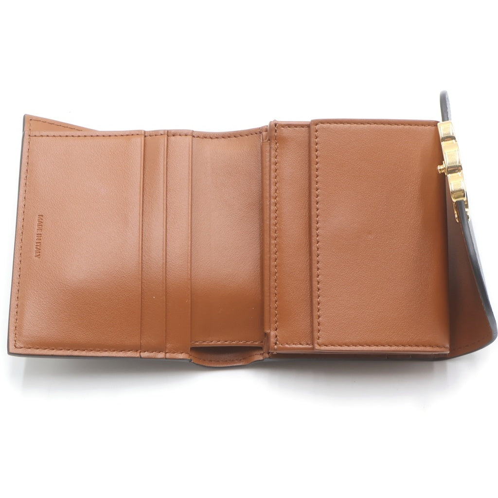 CELINE(セリーヌ) トリオンフ スモールフラップウォレット 二つ折り財布 キャンバス カーフ ブラック 10D782CQH.04LU レディース