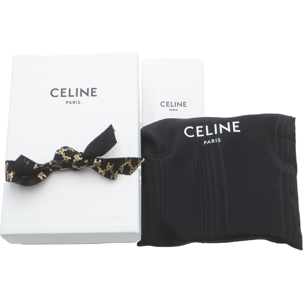 CELINE(セリーヌ) トリオンフ スモールフラップウォレット 二つ折り財布 キャンバス カーフ ブラック 10D782CQH.04LU レディース