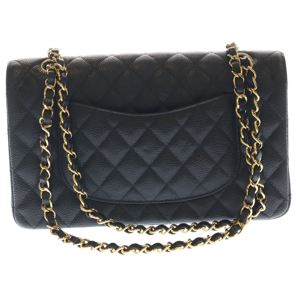 CHANEL(シャネル) マトラッセ25 キャビアスキン レザー Wフラップ Wチェーン ショルダーバッグ ゴールド金具 ブラック A01112 28番台 レディース